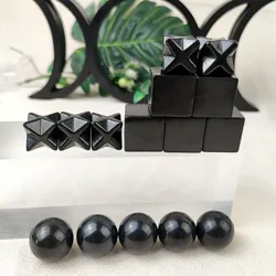 1Pc Black Russia Shungite Cube Melkaba Ball Sphere Natural Crystal Schungite Reiki Stone For Cleansing Meditation Yoga Fengshui