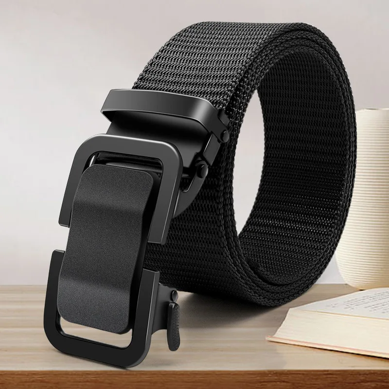 2025 New Men's Canvas Webbing Belt Automatic Metal Click Buckle Outdoor Sports Work Casual Waistband Durable Male Accessory ﻿