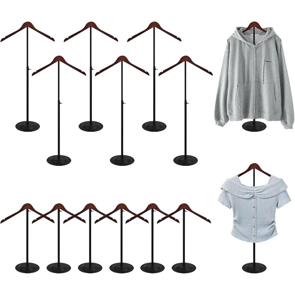 

12 Pack T Shirt Display Stand, Adjustable T Shirt Shoulder Stand, Portable Hanging Wooden Clothes Rack, Clothing Coat Retail, 17