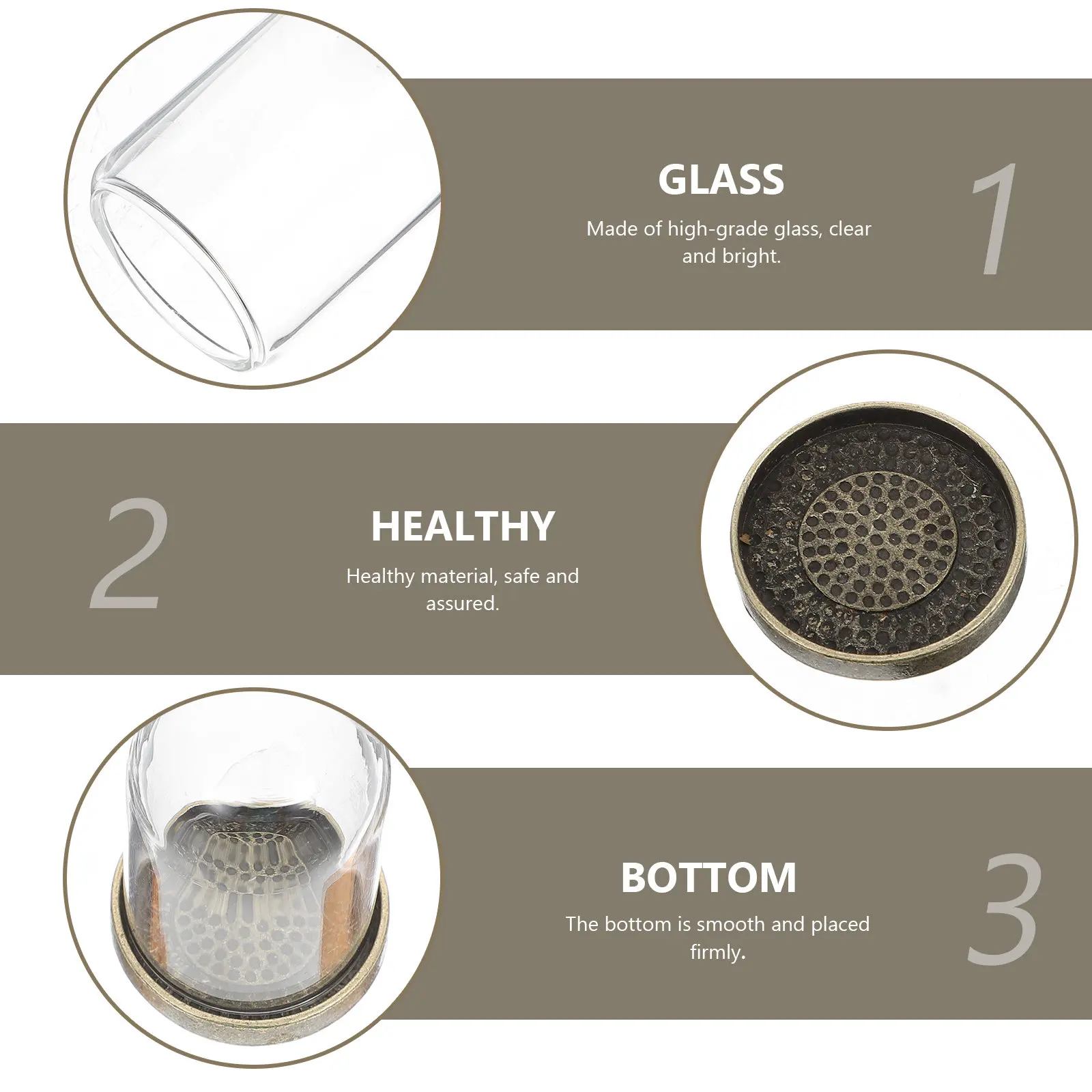 5Sets Glass Dome with Brass Base for DIY Microlandscape Terrarium Decoration Clear Display Cover for Preserved Flowers Silk