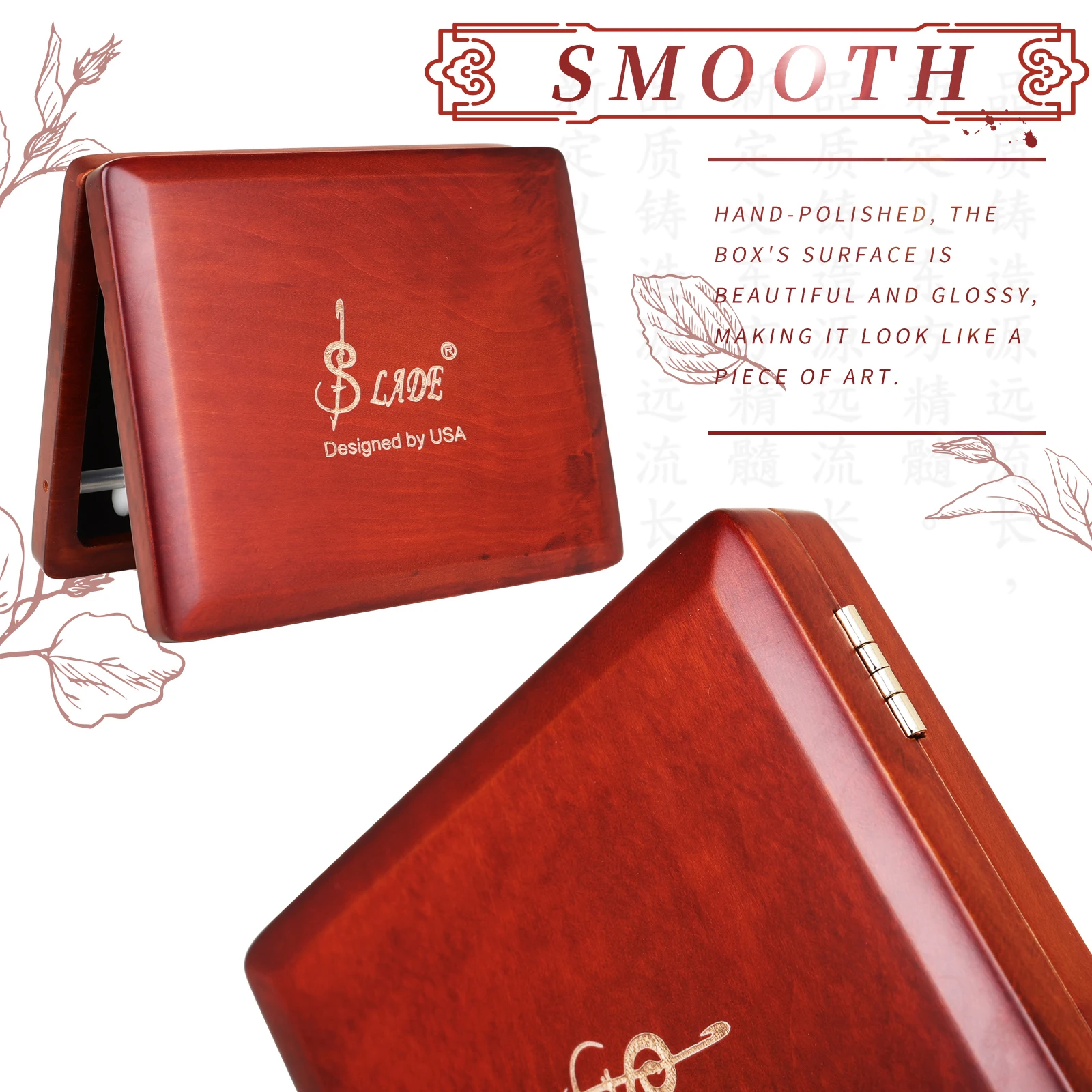 Rosewood Bassoon Reed Case 5 Slots Basong Reeds Protective Storage Box Sponge Lining Fixed Woodwind Instrument Accessories