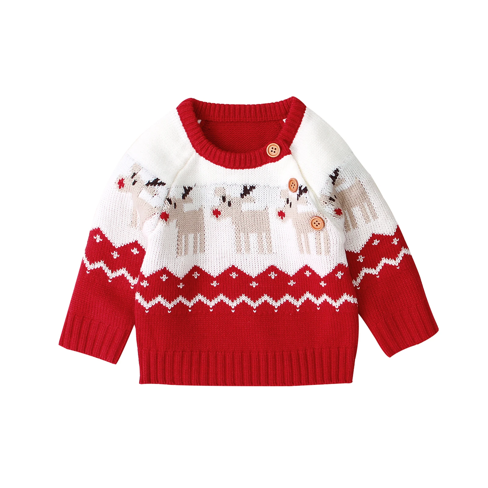 Christmas Children's Sweater Baby Deer Pullover Sweatshirt Winter Jacke Button-Up Cardigan