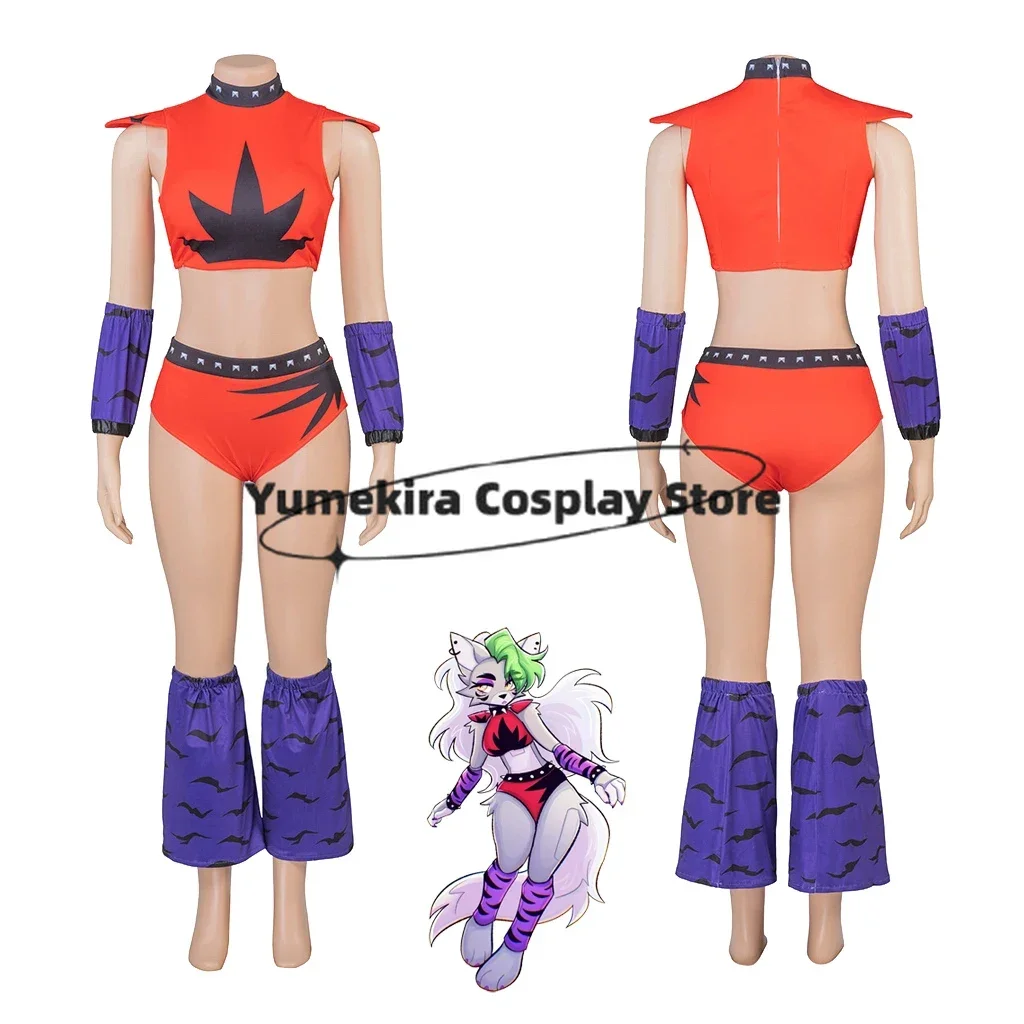 Game Roxy Wolf Cosplay Costume Sexy Crop Top Pants Set Women Roxanne Wolf Combat Outfit Halloween Party Fantasia Outfits Themed