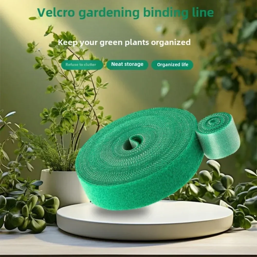 5M Nylon Plant Bandage Tie Reusable Plant Hook Loop Ties Green Fastener Tape Home Gardening Supplies