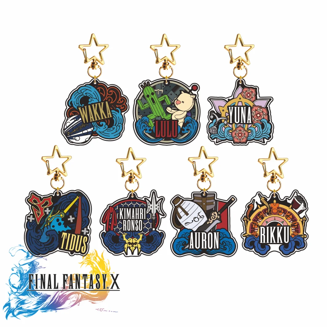 Final Fantasy X Series 2026 New Arrival 25th Anniversary Acrylic Keychain Tidus Yuna Auron Star‑Clasp Pendant Collectible Gift