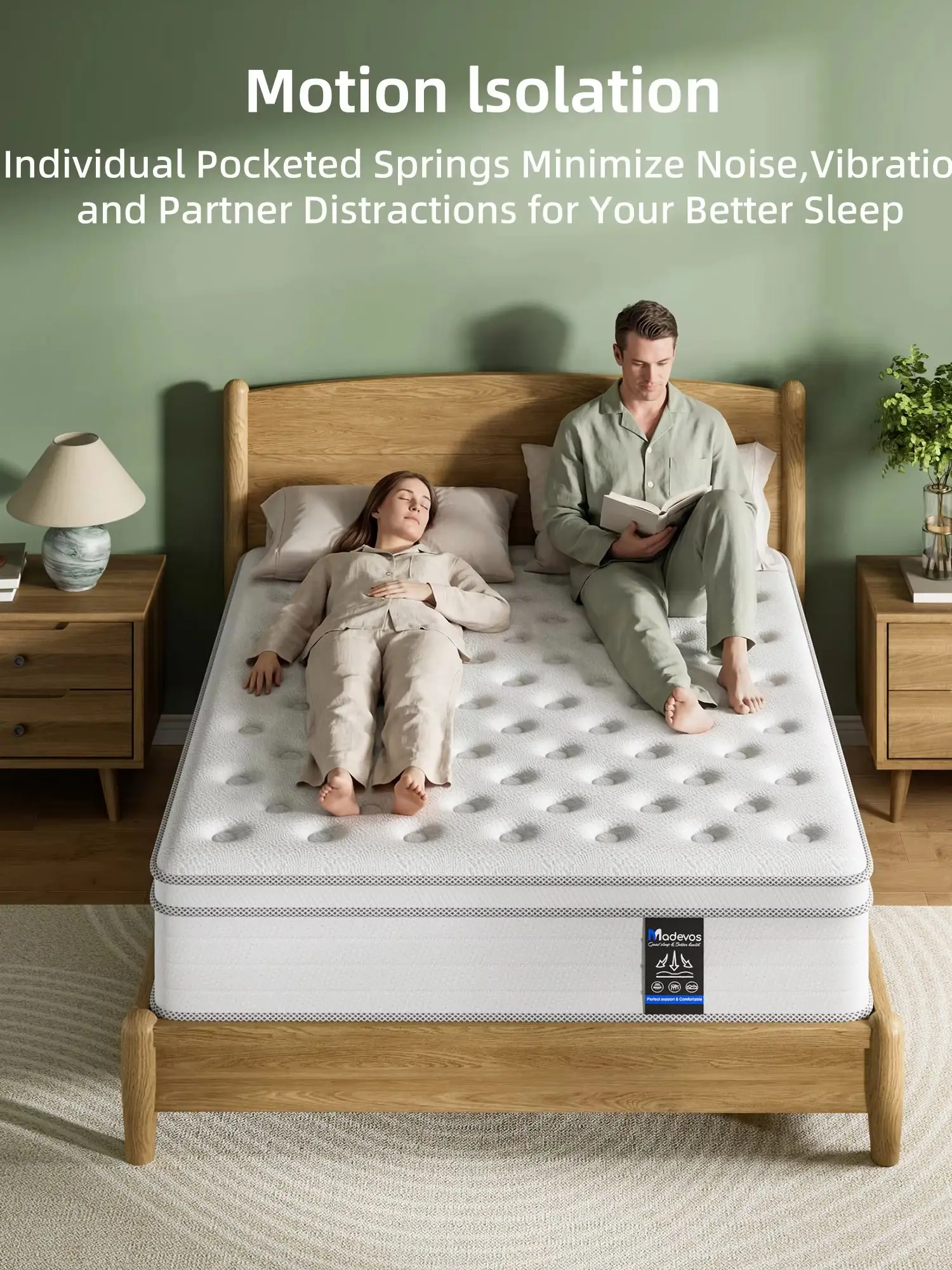 14 Inch Queen Size Hybrid Mattresses in a Box | Medium Firm and Individual Pocket Springs Motion Isolation