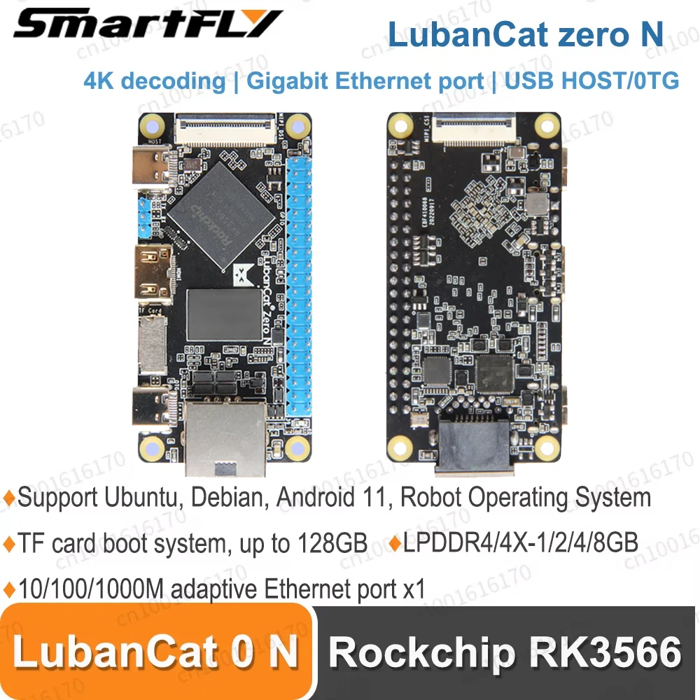 

Компьютерная плата LubanCat Zero N Card RK3566 с памятью 1 ГБ/4 ГБ, портом Gigabit Ethernet 1TOPS NPU 4K, декодирование USB-хоста