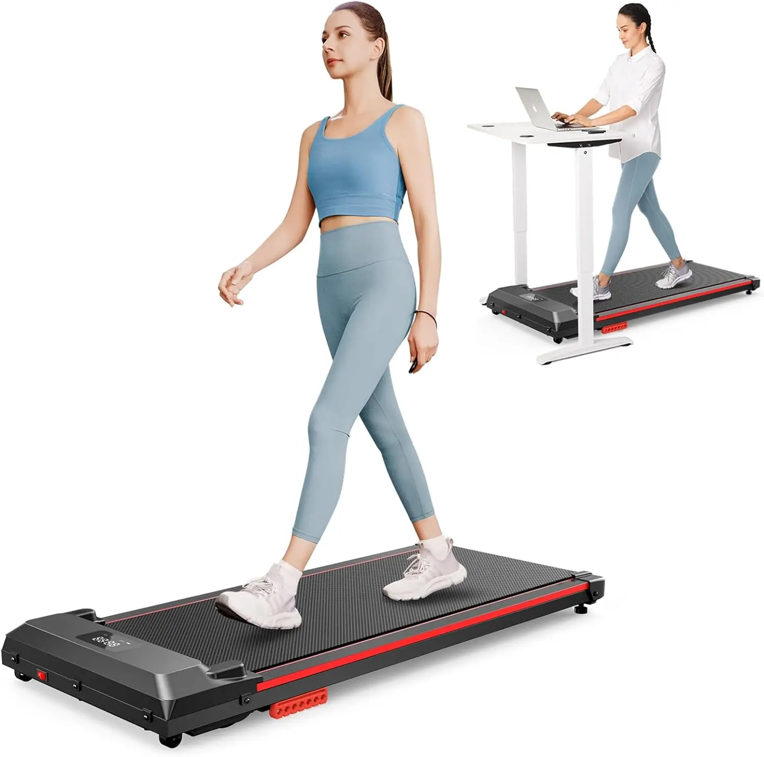 

UREVO Under Desk Treadmill, Walking Pad 2 in 1 for Home/Office, Portable Walking Pad Treadmill with Remote Control, LED Display