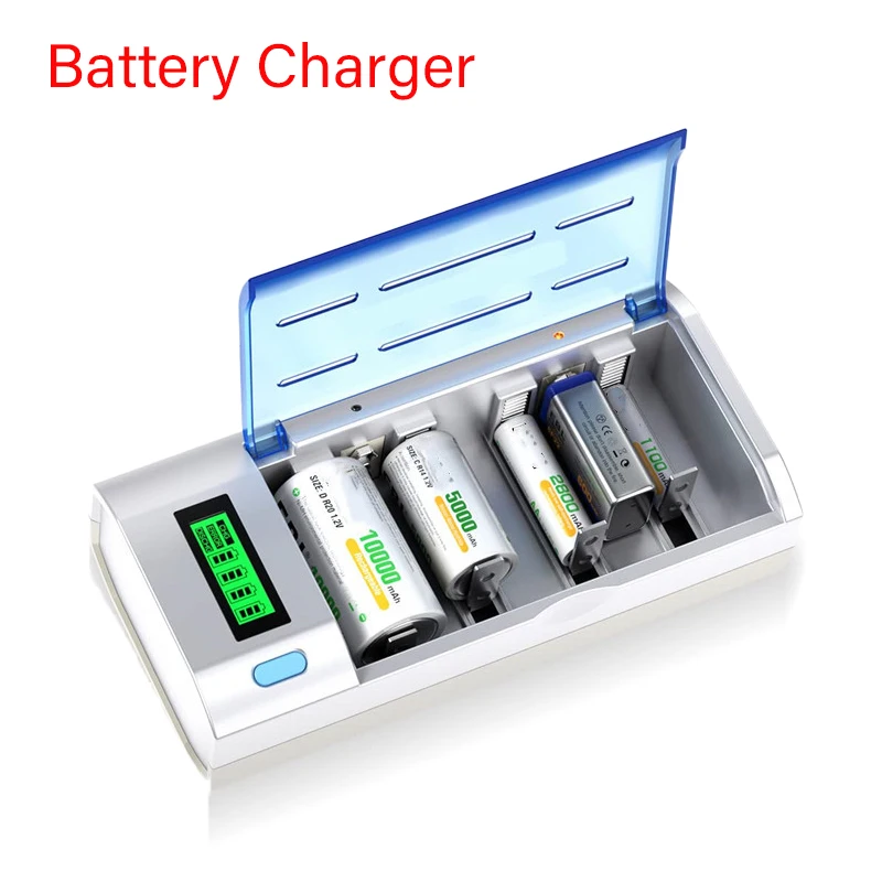 

US/EU Plugs New Rechargeable LCD Display Smart Screen Battery Charger for 1.2v Ni-MH NI-CD AA/AAA/C/D/9V Size Batteries