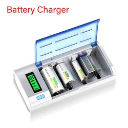 US/EU Plugs New Rechargeable LCD Display Smart Screen Battery Charger for 1.2v Ni-MH NI-CD AA/AAA/C/D/9V Size Batteries