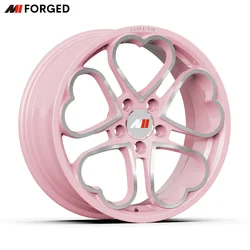 MN Forged Heart Wheels and Rims in Pink Black Chrome for Honda Civic JDM Miata Love Inspired Designs