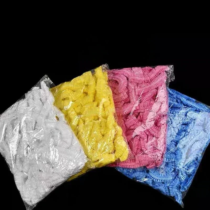 

100pcs/set Disposable Plastic Shower Hair Cap Women Waterproof Pink Spa Salon Hotel Hair Dye Elastic Shower Cap Bathroom