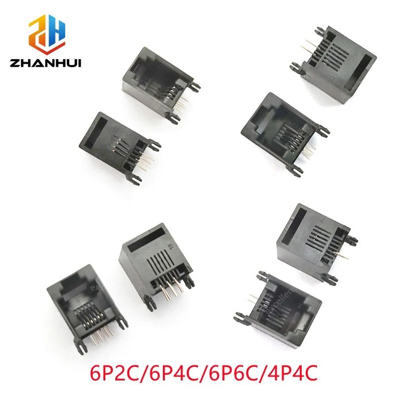 5/10PCS RJ11 Telephone Modular Jack - 4P4C 6P2C 6P4C 6P6C Horizontal Right-Angle PCB Mount Crystal Head Female Socket