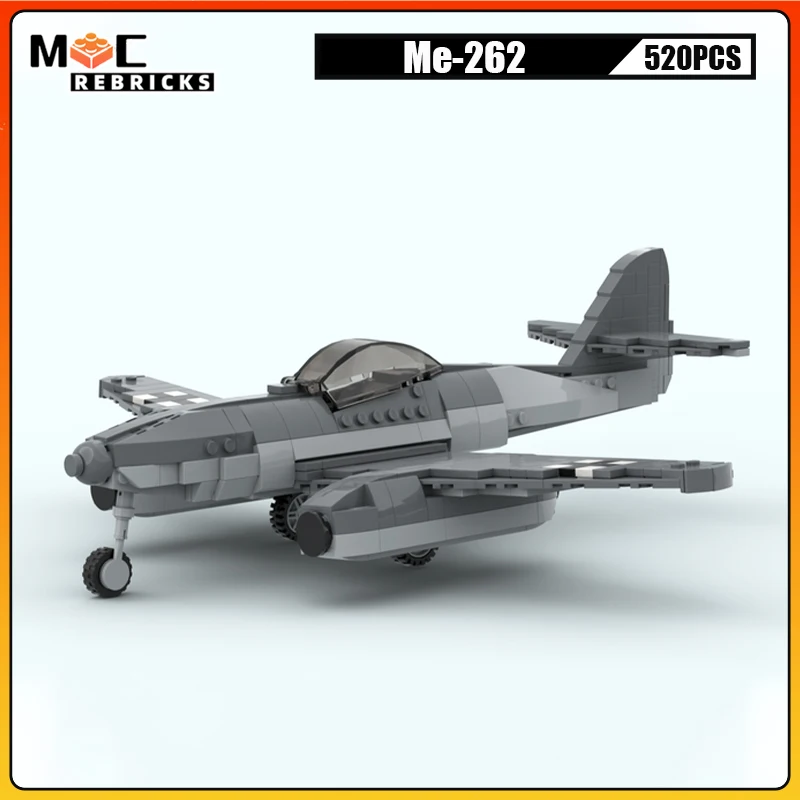 

WW2 Military Light Bomber Me-262 Jet Fighter High-tech Weapon Building Blocks Aircraft Model Assembly Bricks Toys Kids DIY Gift