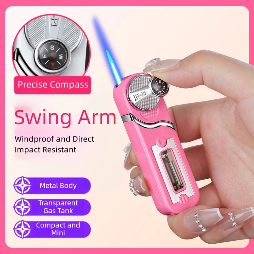 Fun Compass Outdoor Adventure Multifunctional Lighter Windproof Direct Charge Blue Flame Flashlight Small Tool Men's Gift