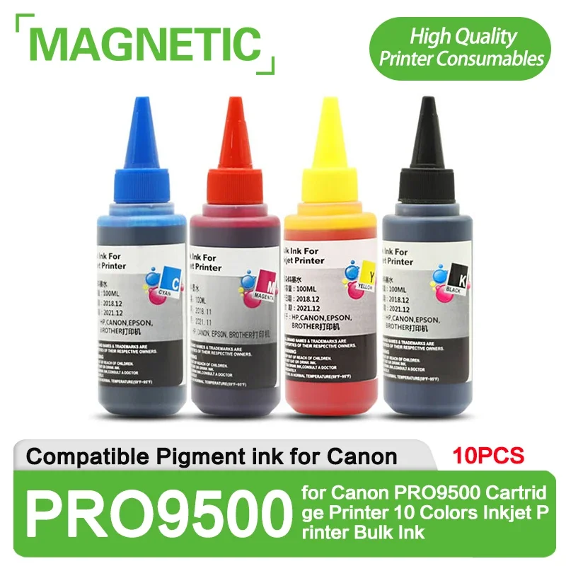 

НОВЫЕ пигментные чернила, 10 цветов, 100 мл/бутылка для принтера Canon PRO9500 MARK II, картридж для принтера, 10 цветов, оптовые чернила для струйного принтера