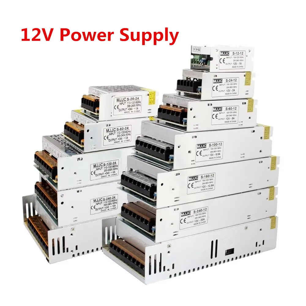 Lighting Transformers 110V 220V to DC 12V 1A 2A 5A 10A 15A 20A 25A 30A for CCTV Led Strip Switch Power Supply Adapter Source