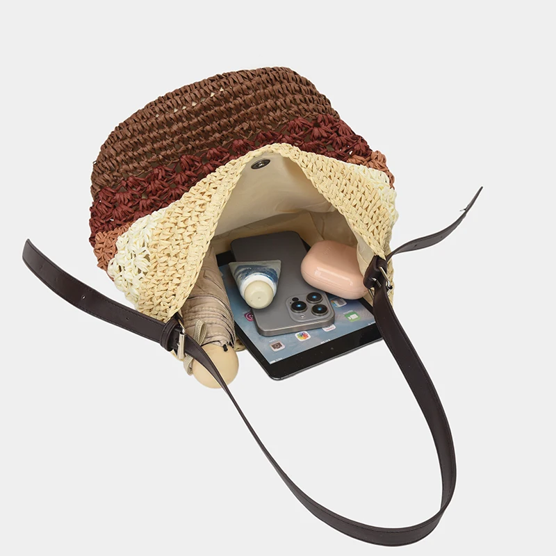 Fashion Straw Shoulder Bags Designer Bucket Handbags Designer Woven Large Tote Bag Handmade Summer Beach Purses Travel Bolsos