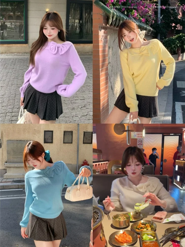 

Очаровательный женский вязаный свитер из смесовой шерсти Hero Long Sve с медведем, разноцветный, из смешанной ткани, антивозрастной узел