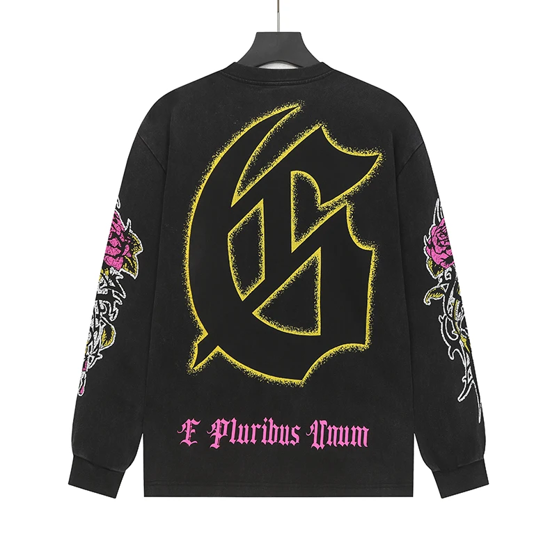 الأمريكية الشارع الشهير Godspeed طويلة الأكمام الرجال النساء الخريف تي شيرت تمثال الحرية طباعة 100% القطن فضفاض تي شيرت غير رسمي بلايز