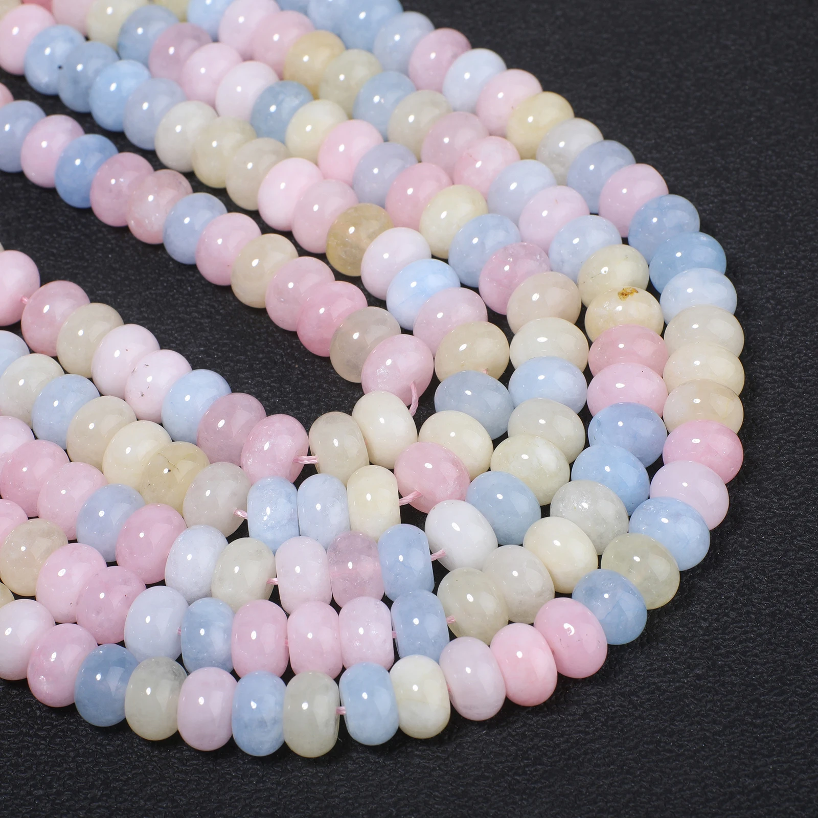 6x10mm Natural Colorful Dream Morganite Abacus Stone Loose Beads for Jewelry Making DIY Elegant Women Bracelet Wholesale