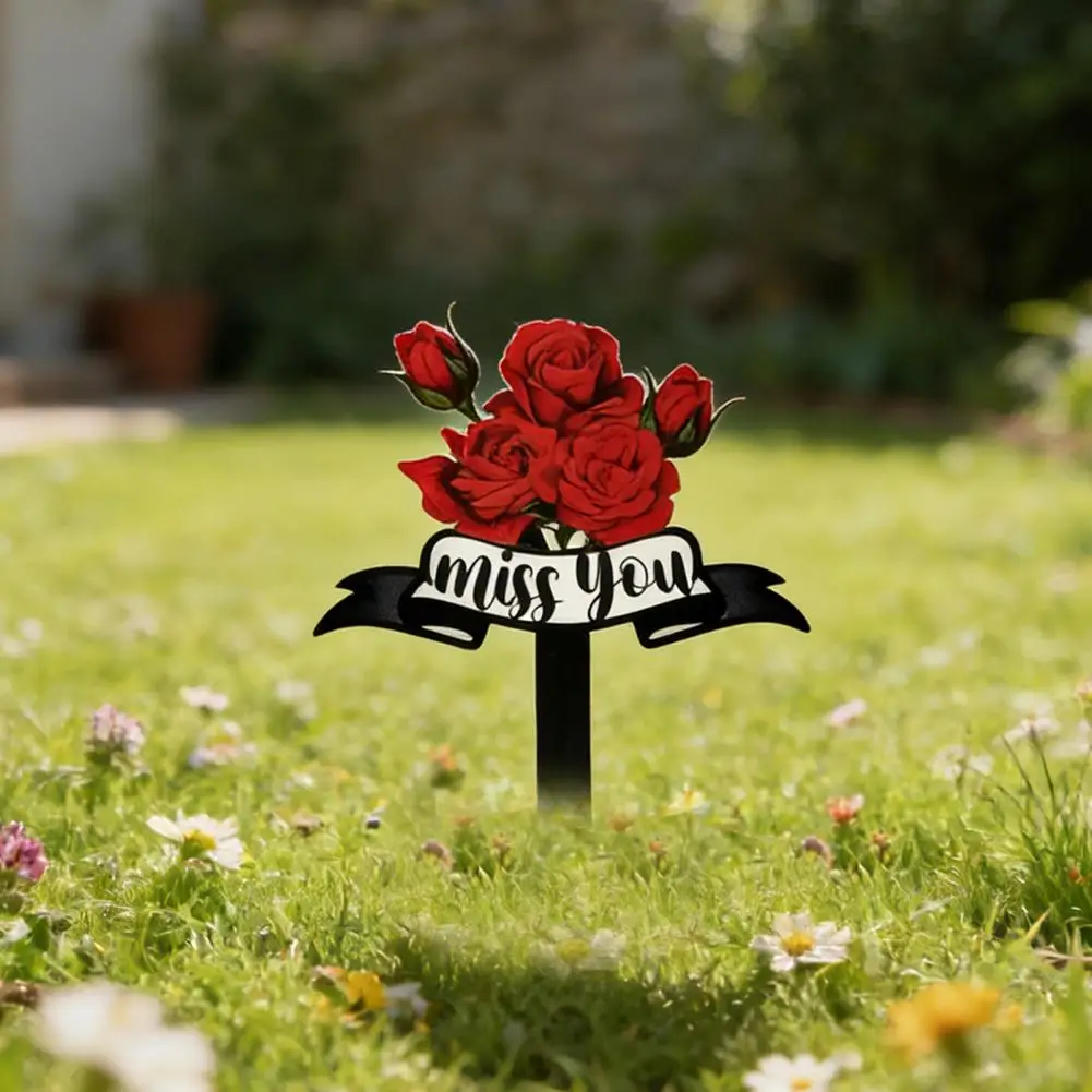 Heart Metal Sign Cemetery Plaque Metal Bird Heart Sign Outdoor Decoration Stake Remembrance Plaques for Loss of Loved One Garden