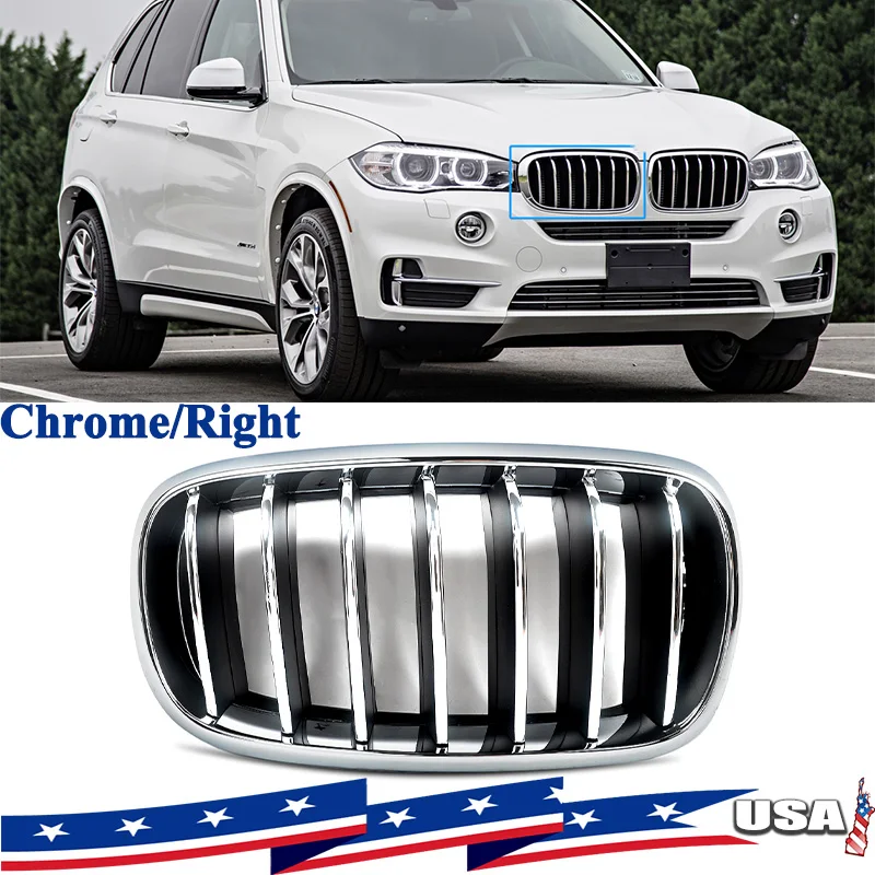

Правая передняя решетка капота, хромированная, подходит для BMW X5 F15 X6 F16 2013-2018 гг., передняя решетка для почек, гоночная решетка 51137316062 Magickit