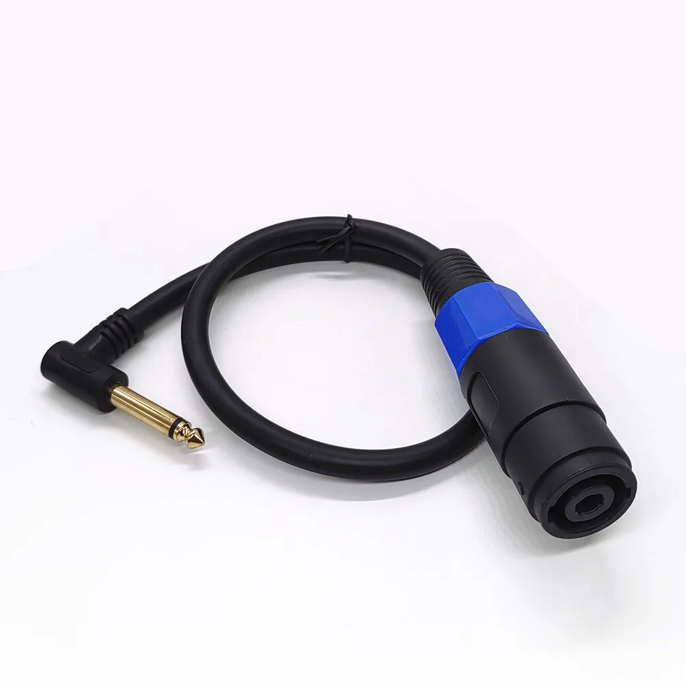 Speakon Female Connector to 6.35mm 1/4" Male TS Speaker Cable - Speak-on Jack to 1/4 6.5mm TS Plug (Right-Angle Plug)