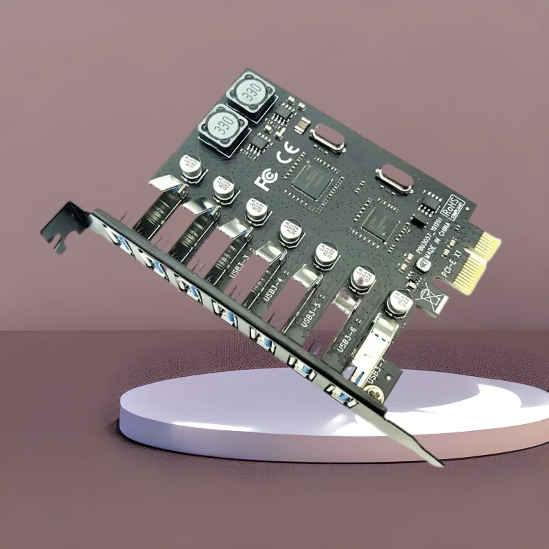 

7 Ports USB 3.0 PCIe Expansion Card 5Gbps PCI Express X1 To USB Expansion Card USB 3.0 Front Controller Adapter Card for Desktop