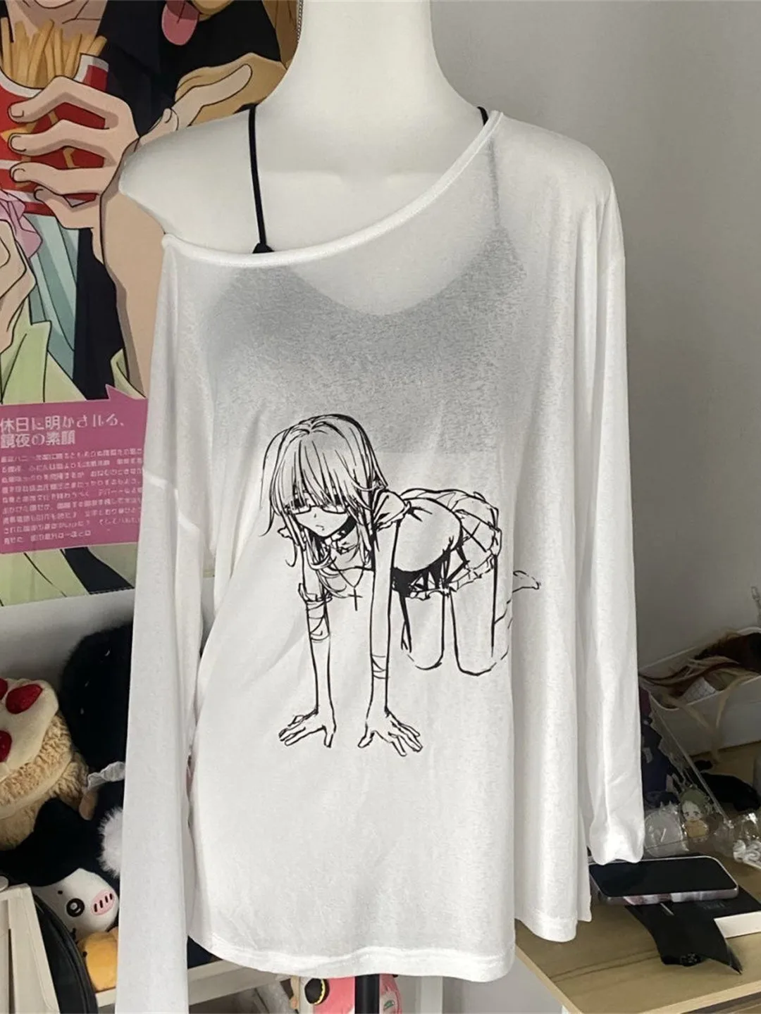 

Loose Long Sleeve Ice Silk T-Shirt Women's Lightweight Printed Air Conditioning Cover up Student Top UV Protection Spring Fas...