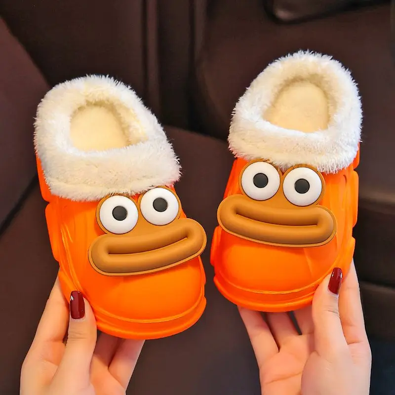 

Waterproof Cotton Slippers for Baby Girls Autumn Winter Fleece Lined Closed Toe Cartoon Student Shoes Warm Indoor Outdoor​