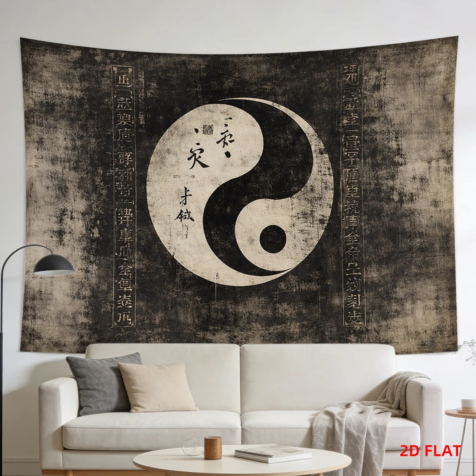 Vintage Yin Yang Tapestry Wall Hanging Chinese Art Decor Zen Feng Shui Taiji Living Room Abstract Poster Oriental Culture Style