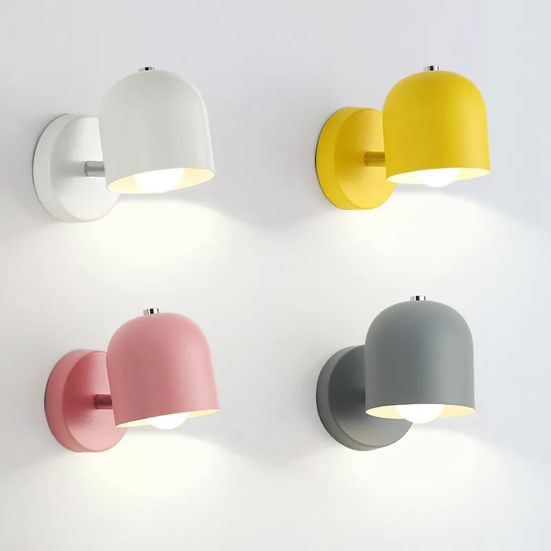 

Creative Macaron Color Bedroom Bedside Wall Lamp Modern Simple Living Room Dining Room Nordic Cute Wind Reading Light