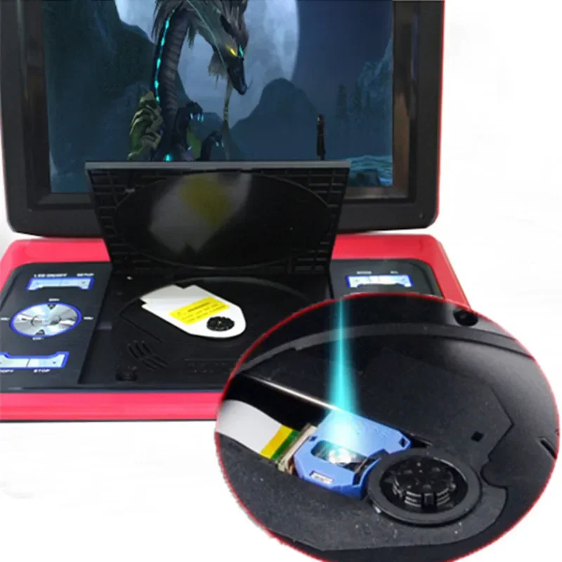 مشغل DVD محمول نحيف مقاس 13.8 بوصة مع شاشة يدعم بطاقة USB EVD وإدخال تلفزيون عالي الدقة ومخرج AV دوران 270 درجة