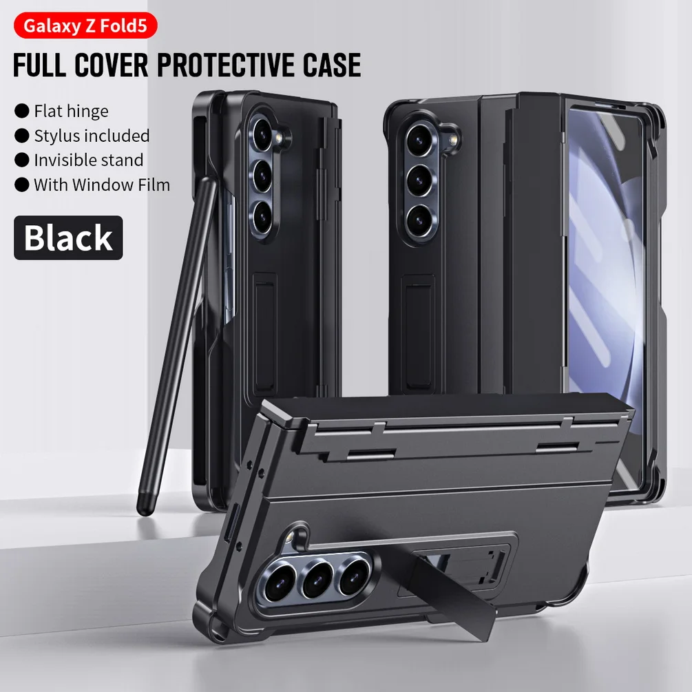 

With Tempered Glass Diamond Hinge Protect case For Samsung Z Fold 6 5 Galaxy Z Fold 4 3 Stand All-inclusive Camera protect Cover