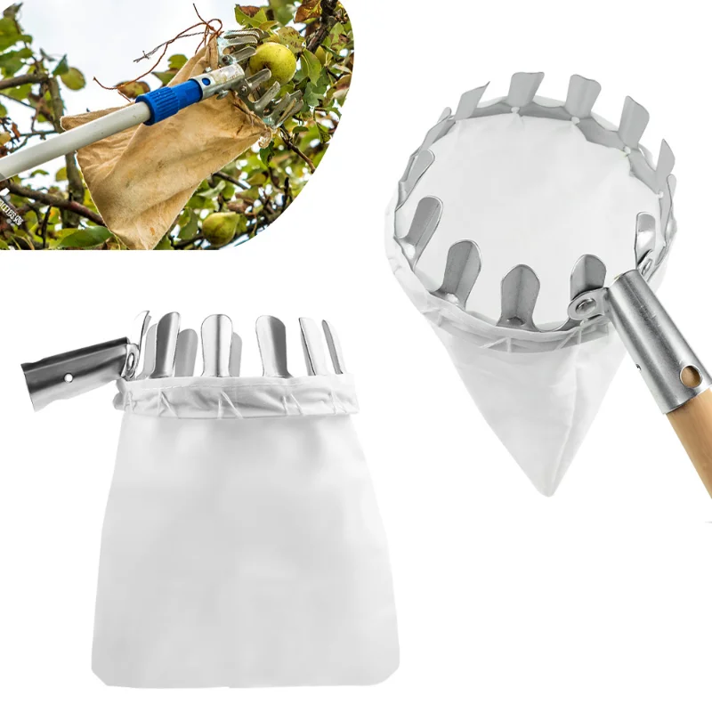 

Metal Fruit Picker Orchard Gardening Apple Peach High Tree Picking Tools Fruit Catcher Collection Pouch Farm Garden Pick Tools