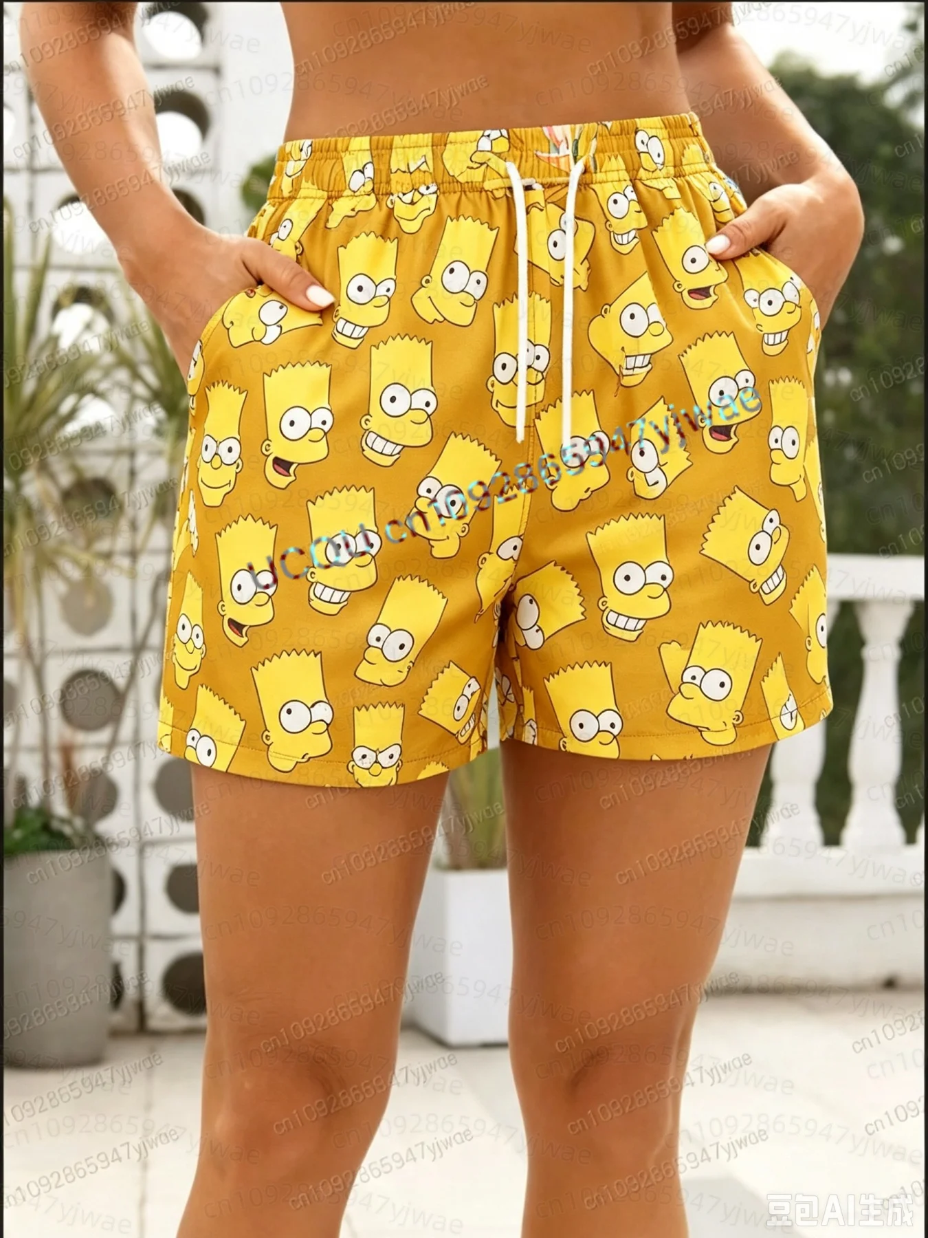 2026 Women Men Summer Beach Shorts Fashion Simpson Pattern Plus Size Men Women Daily Shorts Women Csaual Surf Shorts
