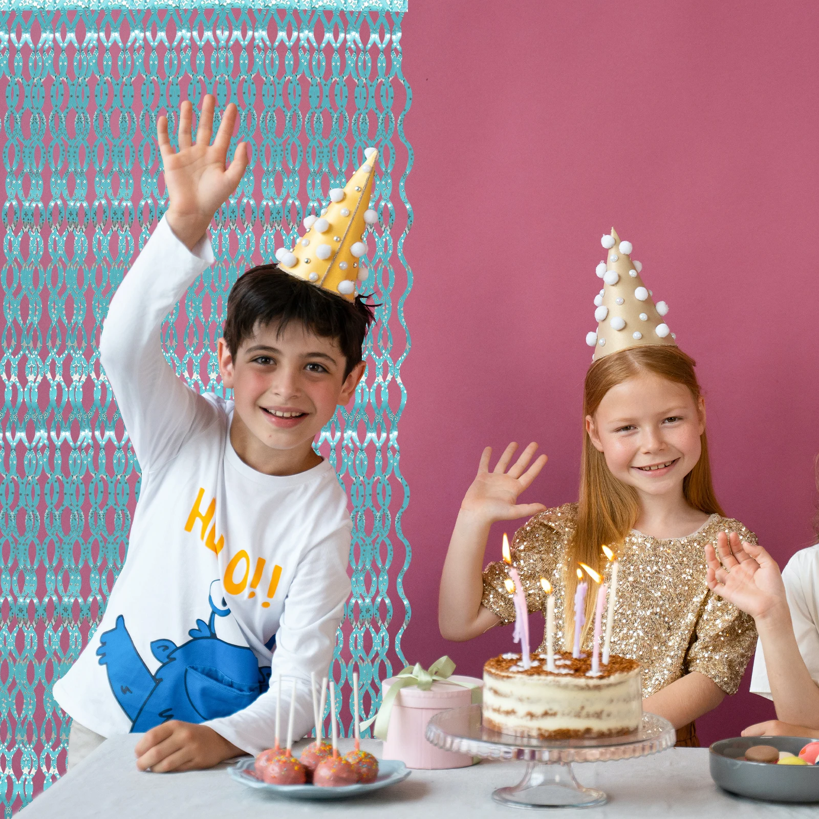 

3 set Metal Foil Fringe Curtains Purple Undersea Party Baby Birthday Decorations Hanging Backdrop Photography Background