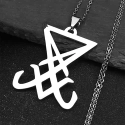 Sigil Church of Satan Stainless Steel Necklace Men Seal of Lucifer LaVey Hidden Devil Necklace Jewelry colgante hombre N641S03