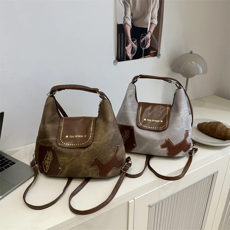 

2025 Autumn and Winter retro large capacity lady bag fashionable and personalized shoulder bag women cross-body tote bag