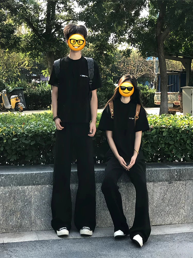 

Black Tuxedo Pants Men's High-End Feel Asymmetrical Wide Leg Suit Pants American Cleanfit Straight Leg Long Pants