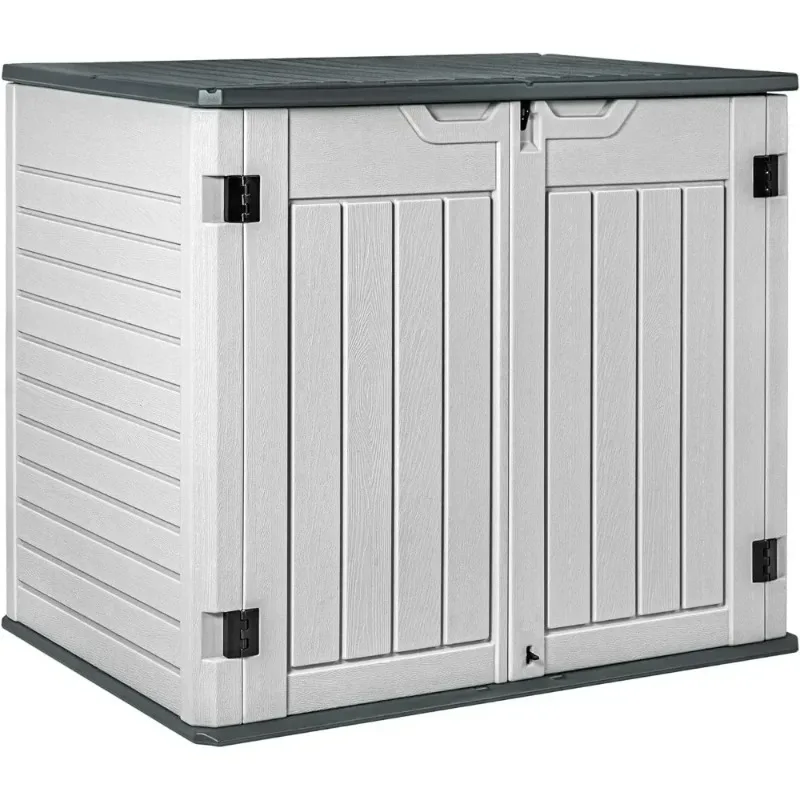 Y Resin Outdoor Storage Shed 34 Cu Ft Horizontal Outdoor Storage Cabinet Waterproof Patio Tools Storage Box