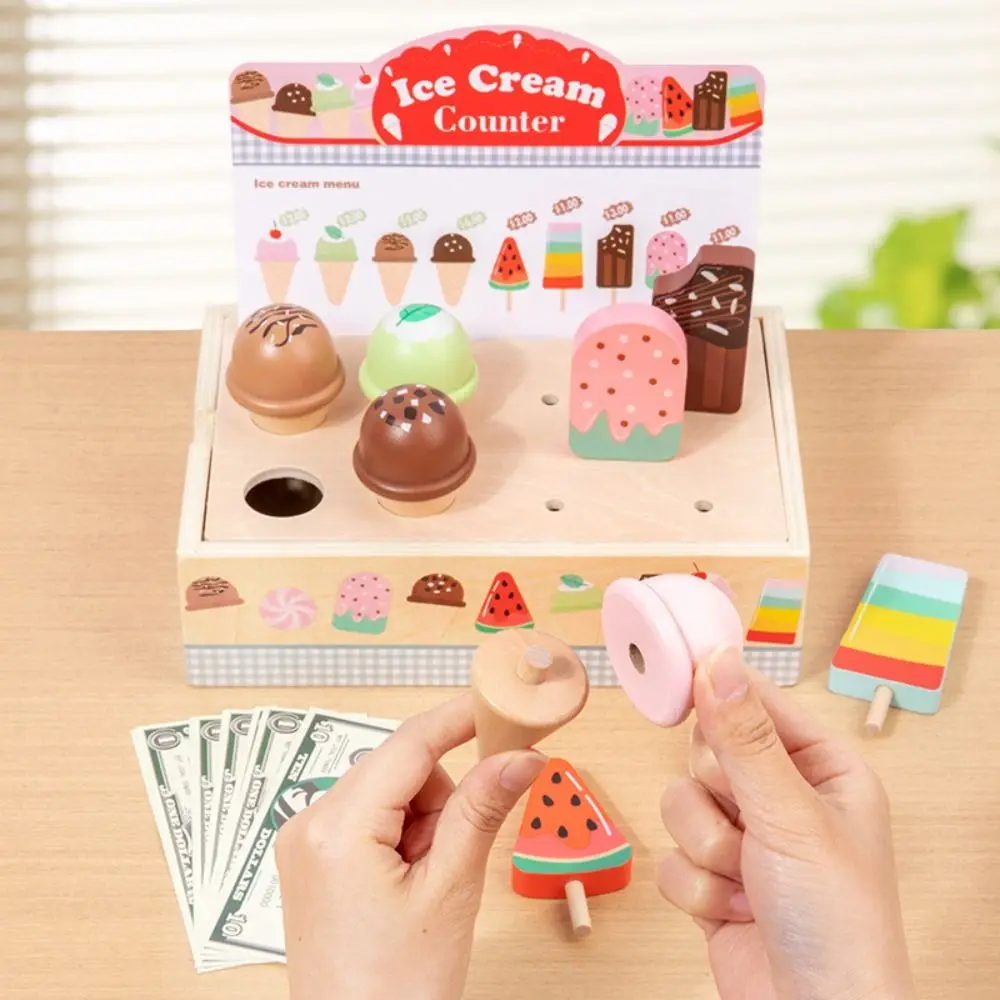 

Wooden Role-playing Ice Cream Toy Simulation Food Pretend Play Counter Playset Pretend Toys Cognitive Play House