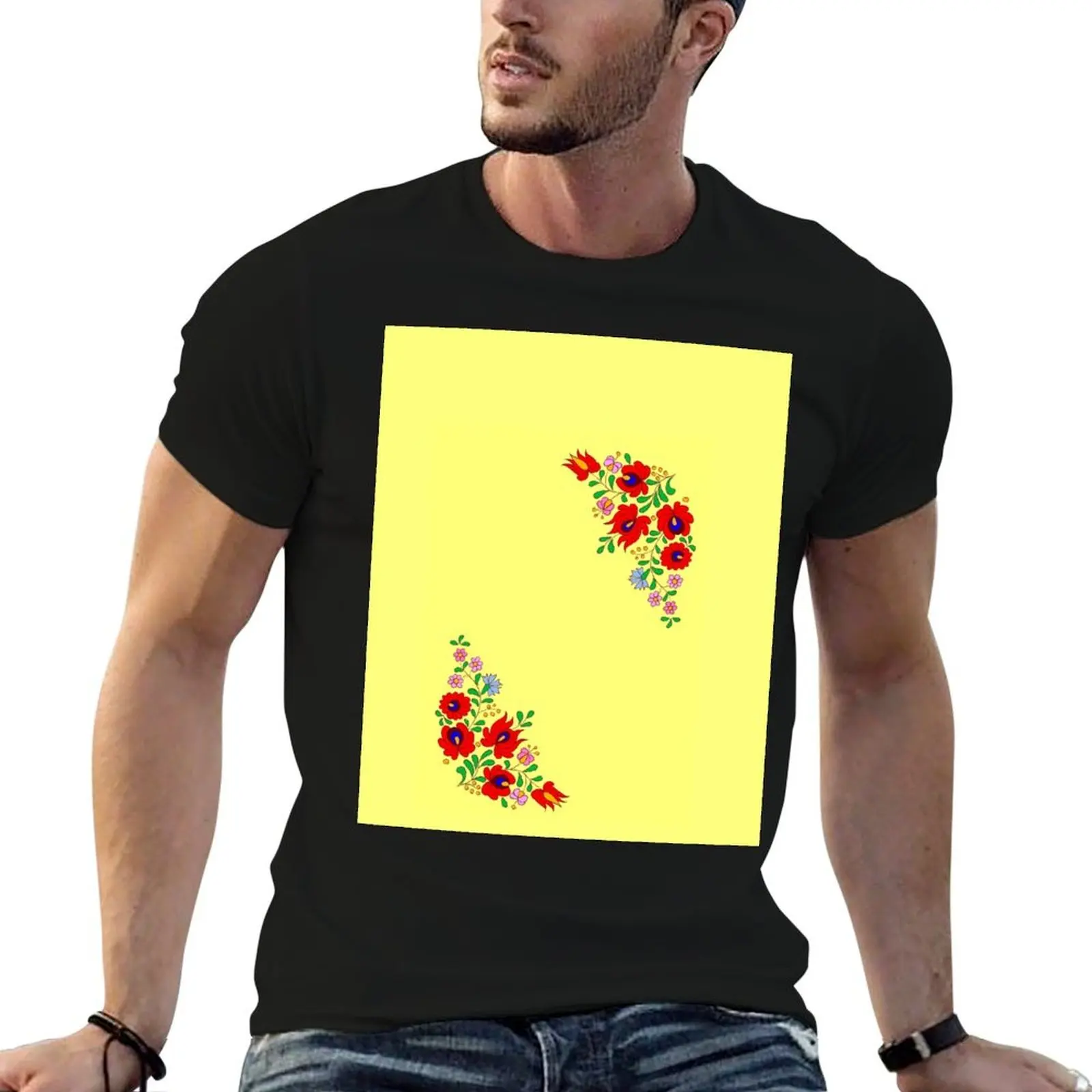 Colorful hungarian artwork from Kalocsa T-Shirt man t shirt oversized graphic tee summer top funny t shirts men