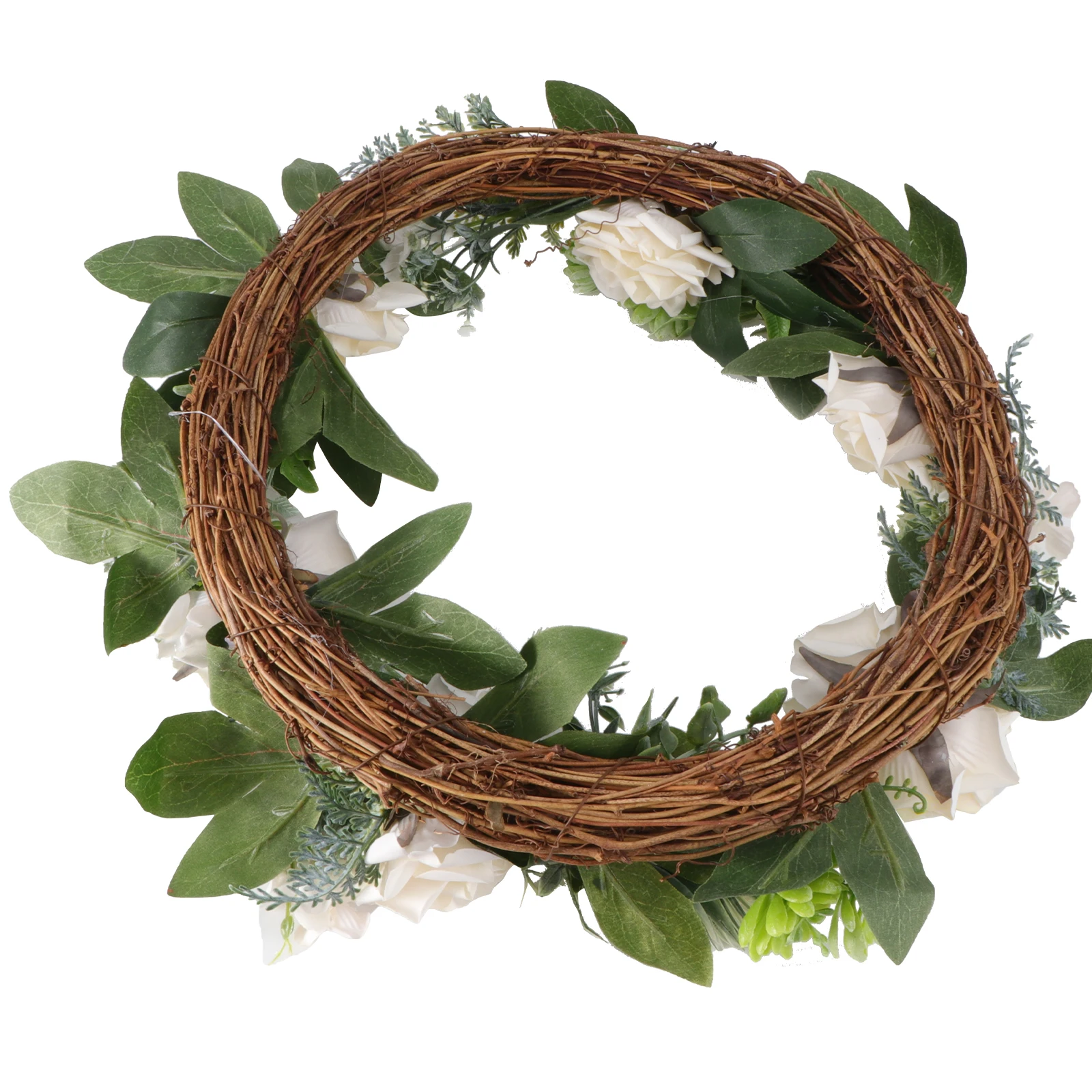 

White Rose Spring Wreath Decor Romantic Household Fresh Natural Wall Door Decor Vivid Wreath Practical Material