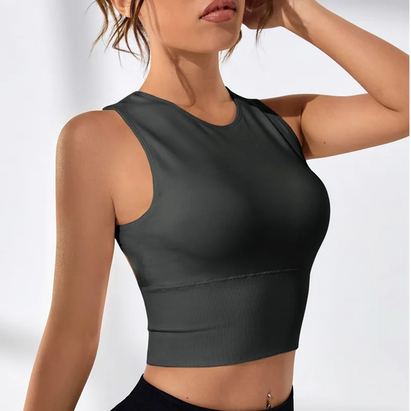 

Women Gym Sleeveless White Top With Cutout Open Back Cropped Sweatshirt Women Crop T-shirt for Fitness Yoga Wear Clothing 2024