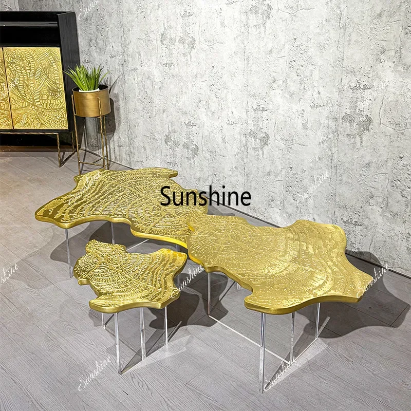 

Light luxury modern living room home creative heterosexual leaf coffee table