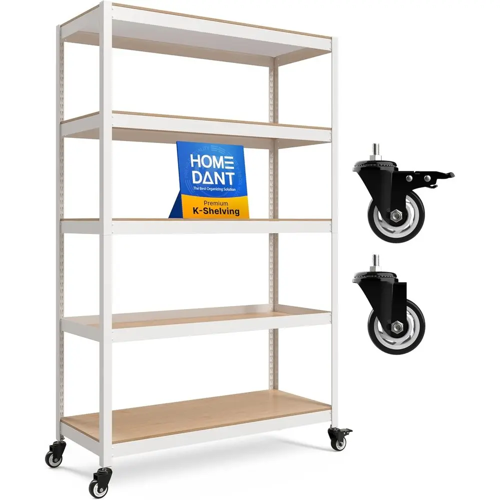 

House 48.1" 5-Tier Metal Rolling Cart Shel Rack Casters Heavy Duty Laminated Wheel Shelving Unit Adjustable Utility Storage Shel