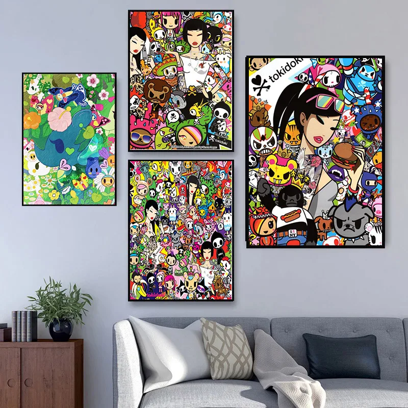 Custom Tokidoki Art Posters Print Wall Picture FOR Living Room Decoration Satin Fabric Good Quality Wall Decor Poster