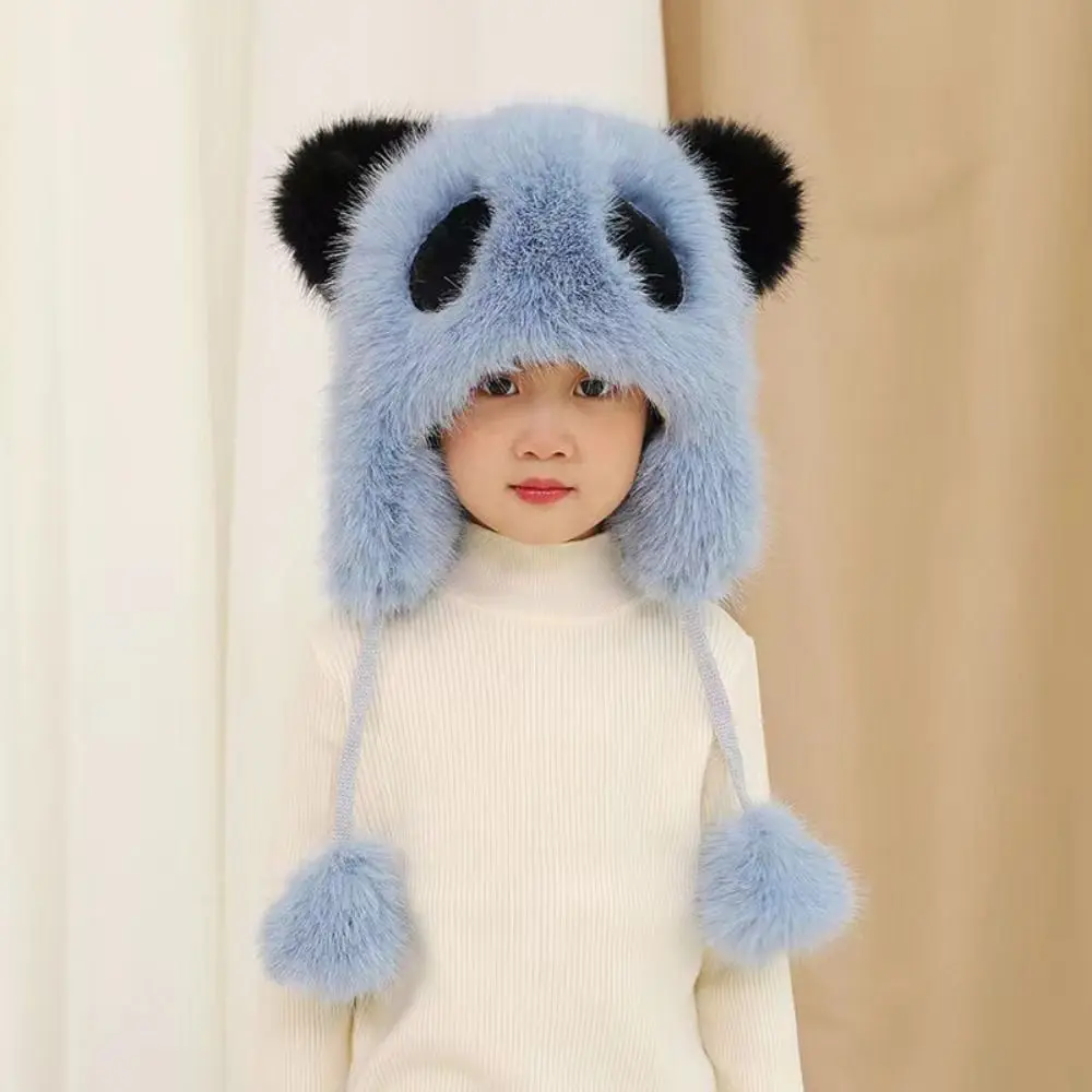 Parent Child Style Cute Panda Women Winter Caps Winter Warm Plush Fur Kids Ear Protection Cap Soft Windproof Beanie Hat Outdoor